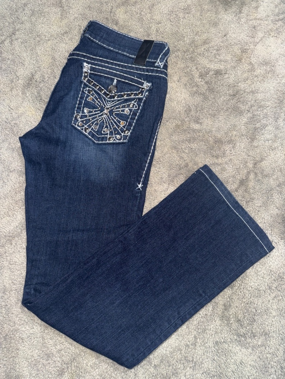 Dark Blue Embroidered Pocket Women’s Jeans